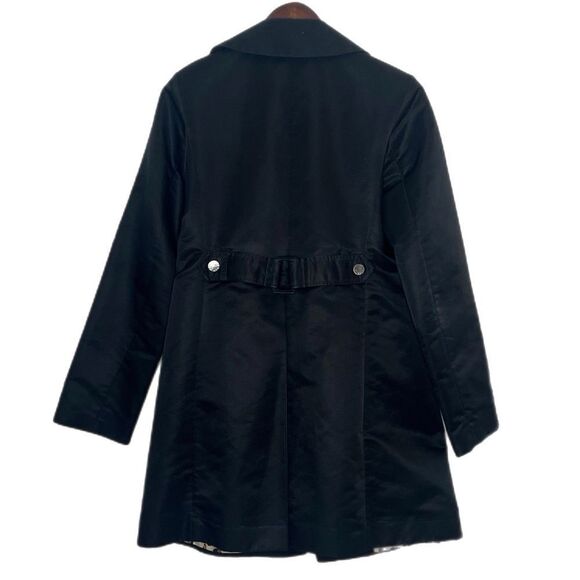 Jones New York Black Cheetah Print Lining Button Up Long Rain Coat - Picture 2 of 4